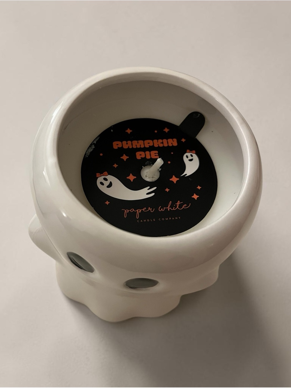 White Ceramic Ghost Candle - Picture 2 of 3